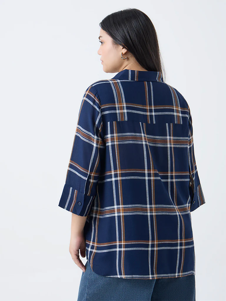 Gia Navy Checks Design Shirt - Image 4