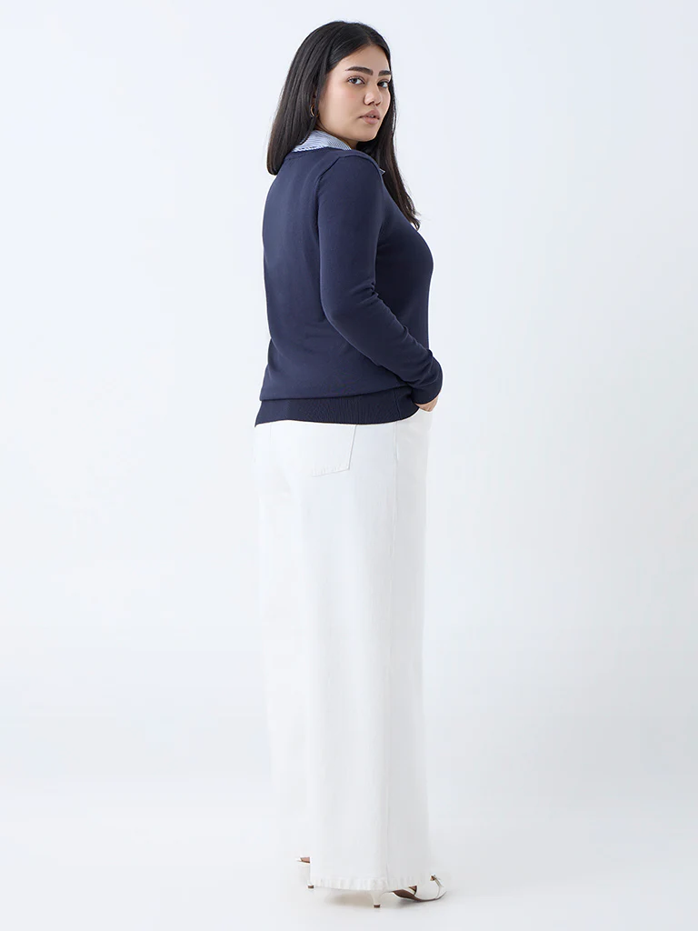 Gia Navy Collared Sweater - Image 4