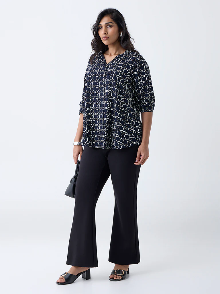 Gia Navy Printed Shirt - Image 2