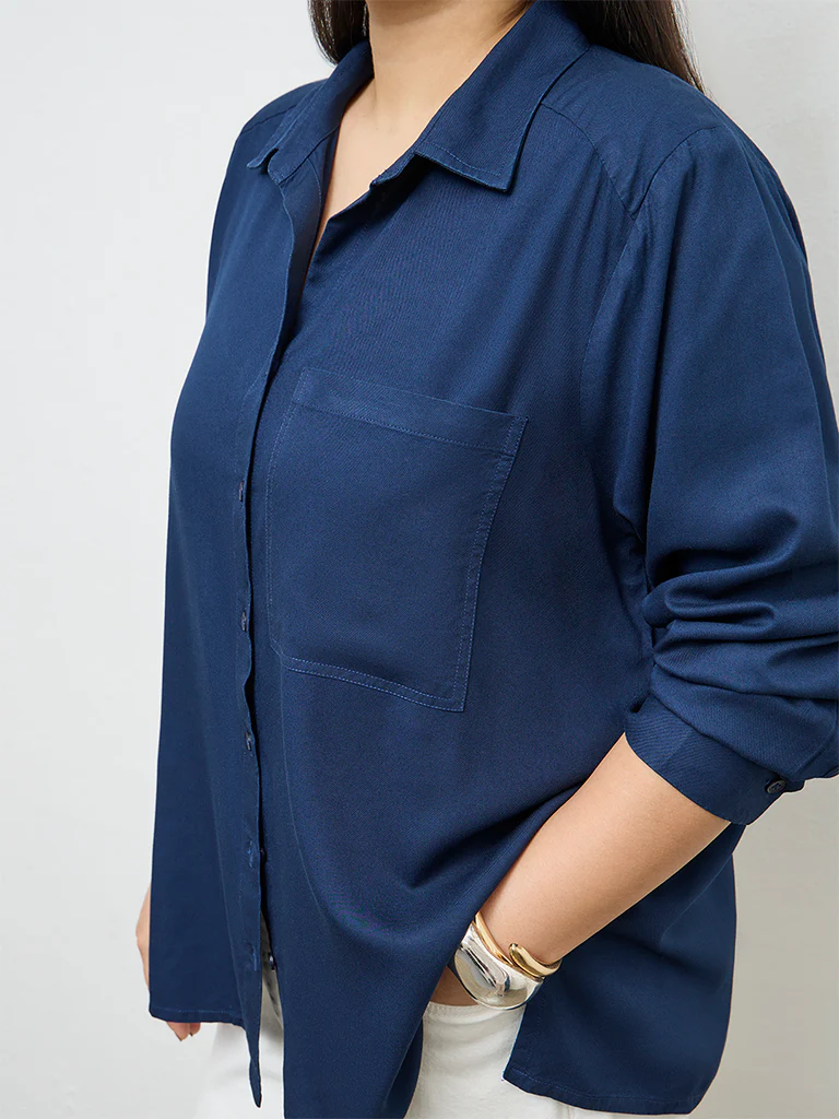 Gia Navy Solid Shirt - Image 3