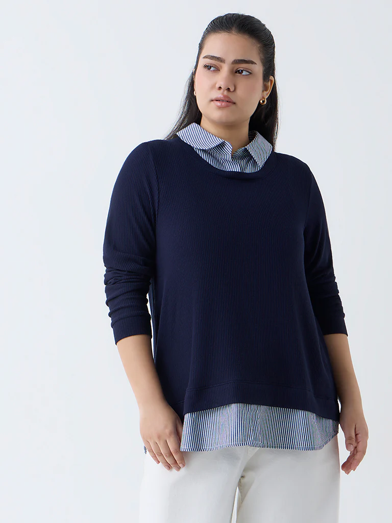 Gia Navy Striped T-Shirt - Image 2