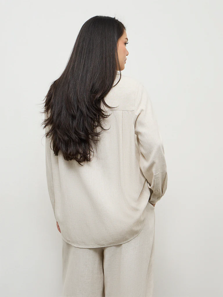 Gia Off-White Cotton Shirt - Image 4