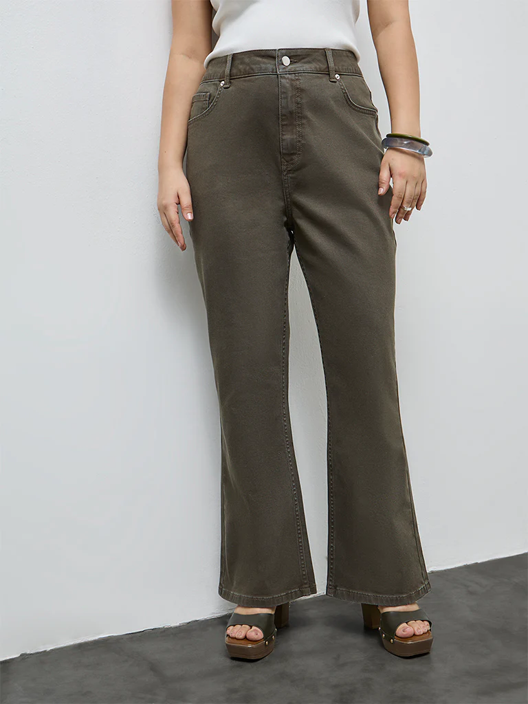 Gia Olive Bootcut High-Rise Jeans - Image 2