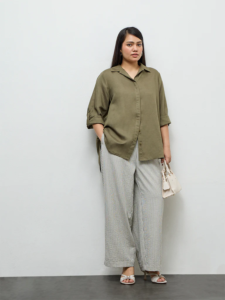 Gia Olive Solid Shirt - Image 2