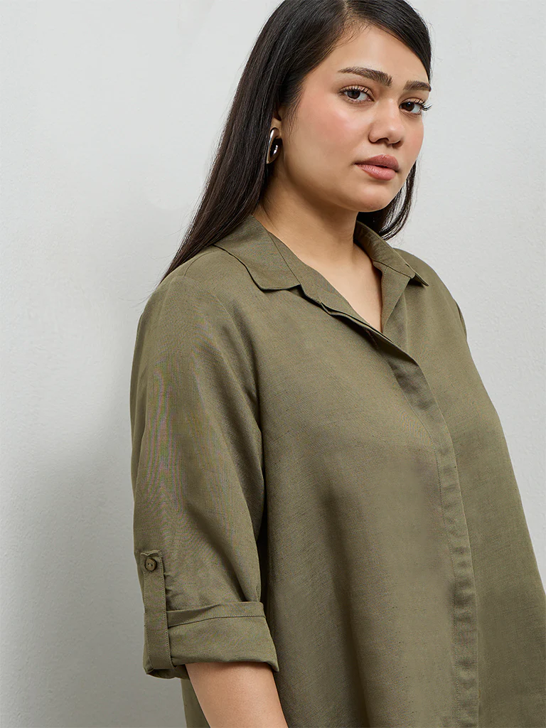 Gia Olive Solid Shirt - Image 3
