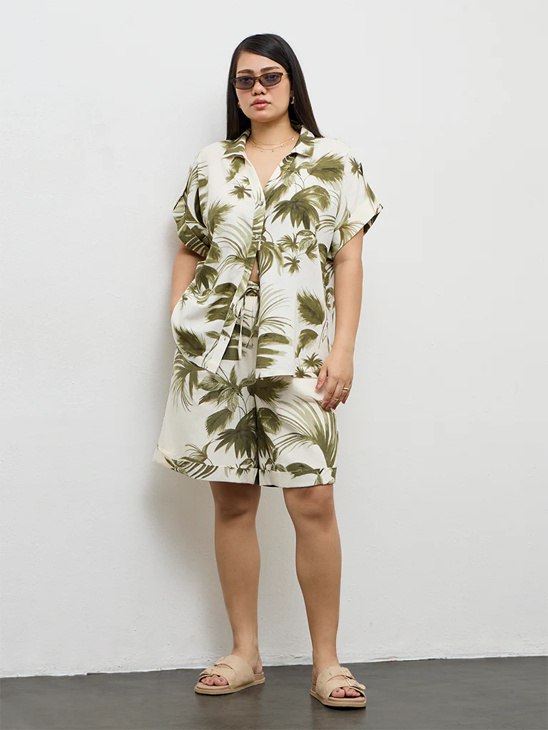 Gia Olive Tropical-Inspired Shirt - Image 2