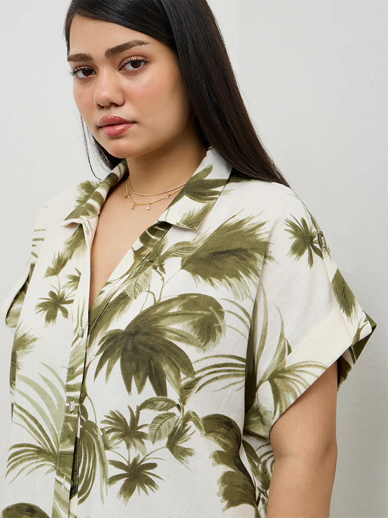 Gia Olive Tropical-Inspired Shirt - Image 3