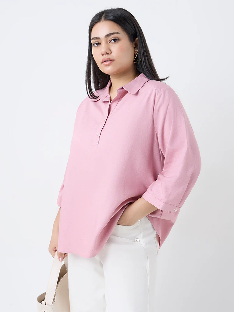 Gia Pink Solid Blouse