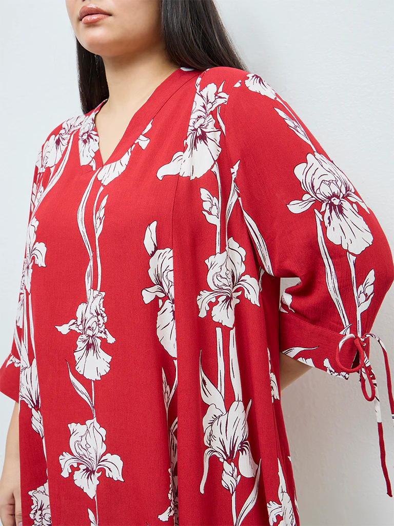 Gia Red Foliage Printed Blouse - Image 3