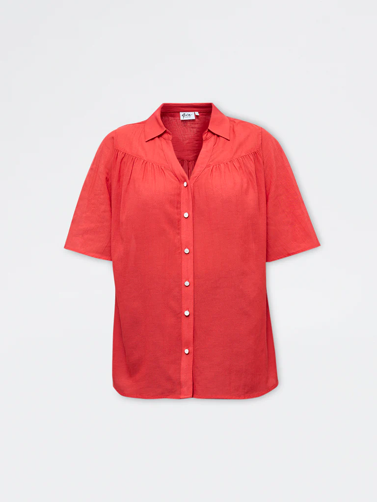 Gia Red Solid Blouse - Image 5