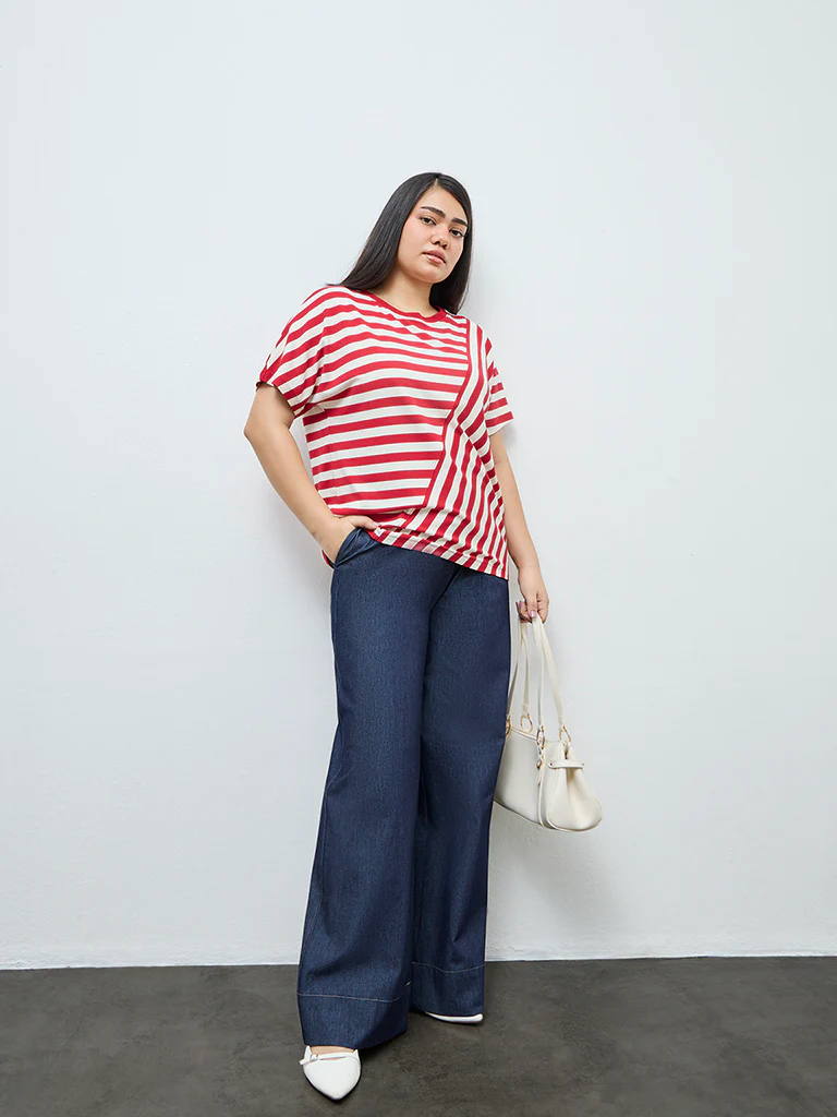 Gia Red Striped T-Shirt - Image 2