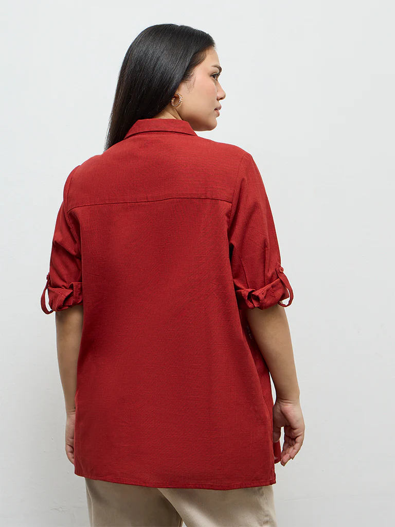 Gia Rust Floral Cotton Embroidered Blouse - Image 4