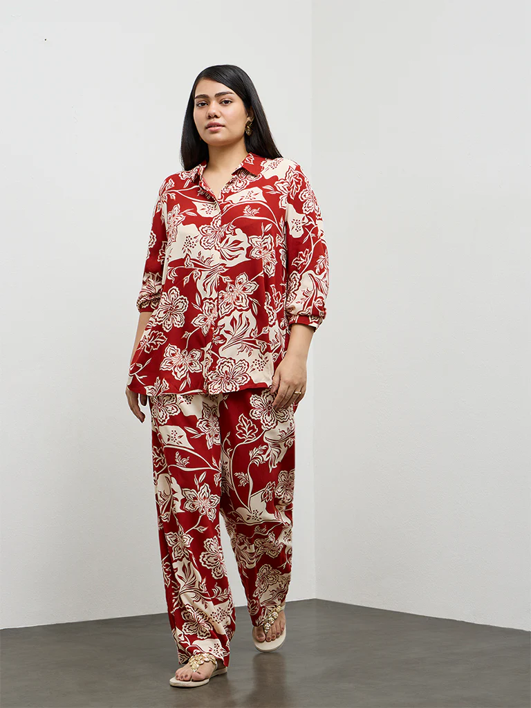 Gia Rust Foliage Printed Shirt - Image 2