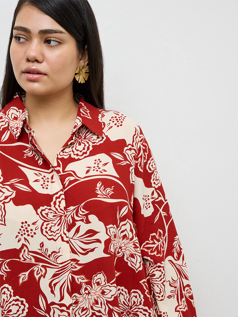 Gia Rust Foliage Printed Shirt - Image 3