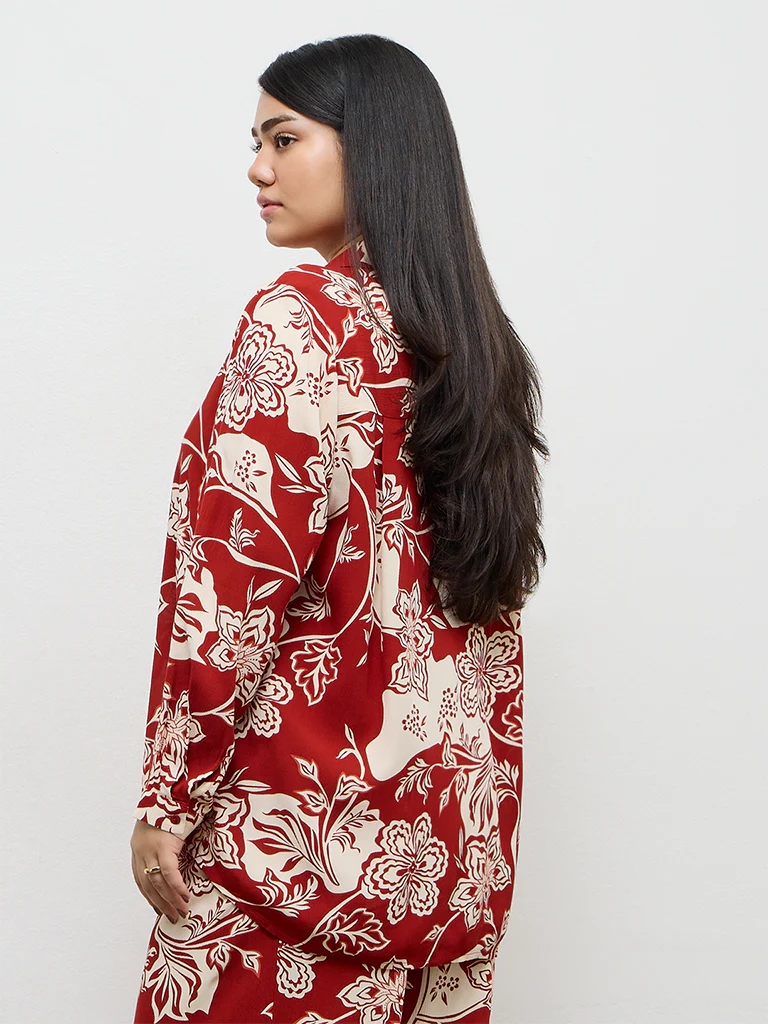 Gia Rust Foliage Printed Shirt - Image 4