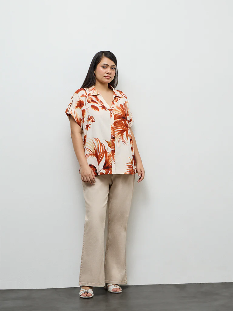 Gia Rust Foliage Printed Shirt - Image 2