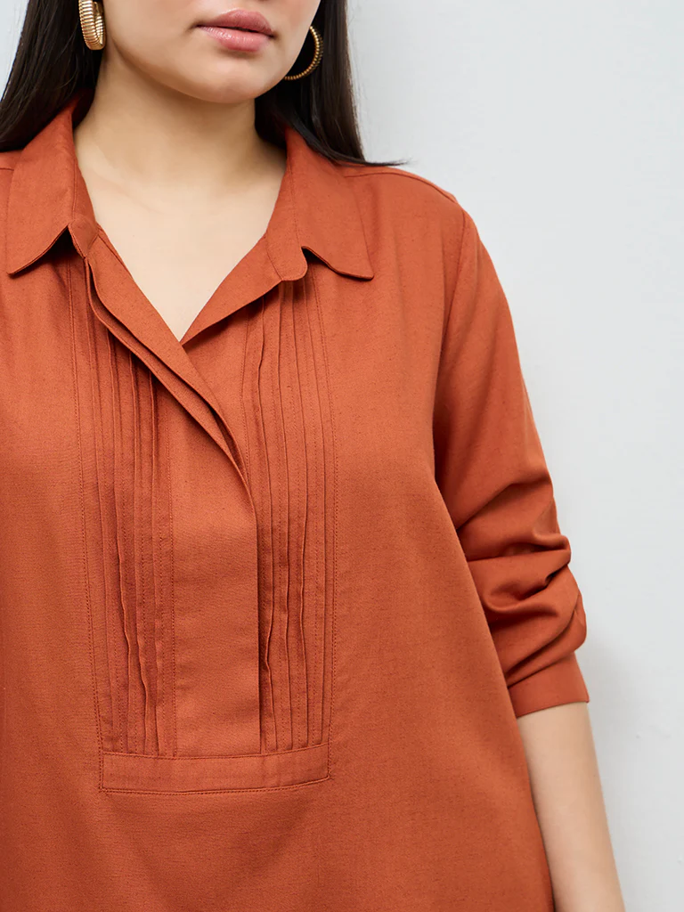 Gia Rust Pintuck-Detail Blouse - Image 3