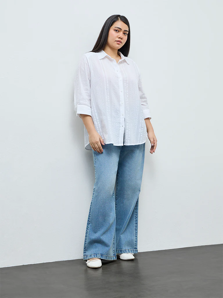 Gia White Crinkle-Textured Cotton Shirt - Image 2