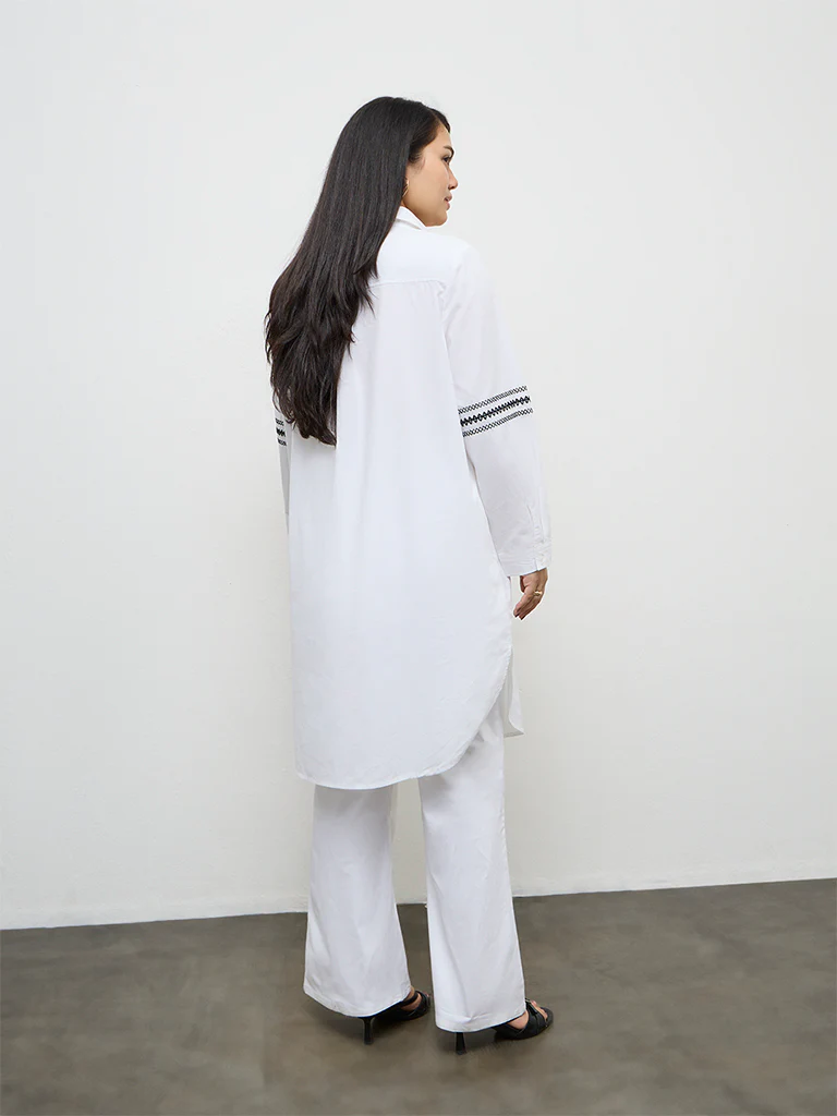 Gia White Embroidered Cotton Tunic - Image 4