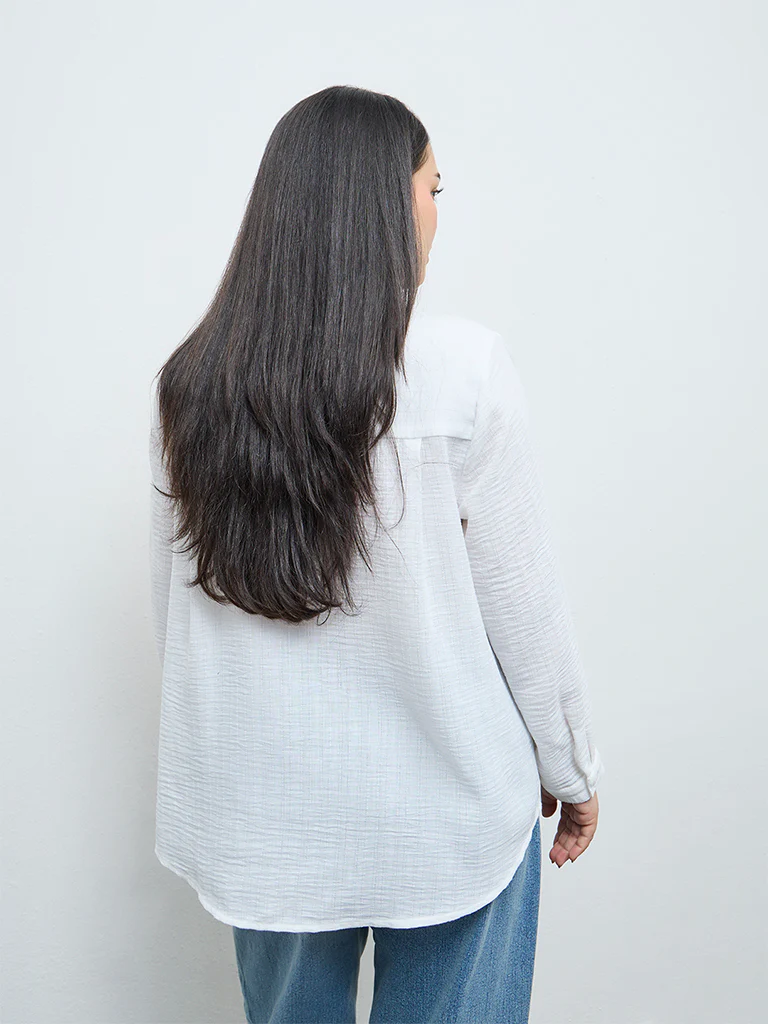 Gia White Floral Embroidered Shirt - Image 4