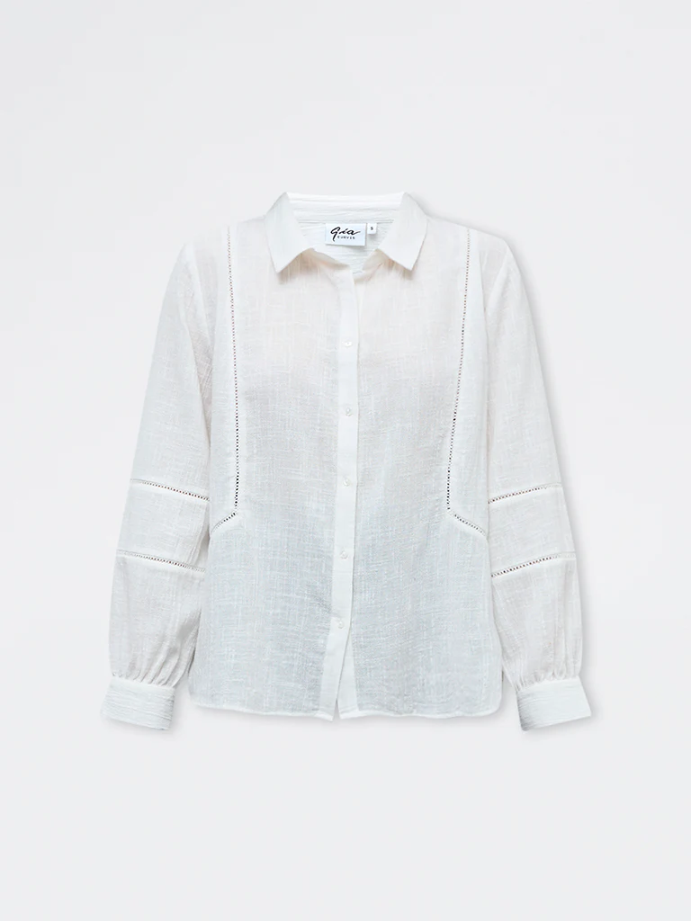 Gia White Lace-Insert Detailed Shirt - Image 5