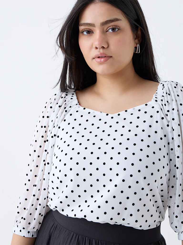 Gia White Polka Dotted Top - Image 3