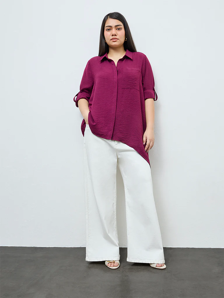 Gia Wine Textured Shirt - Image 2