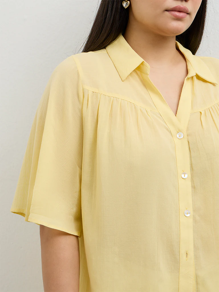 Gia Yellow Solid Blouse - Image 3