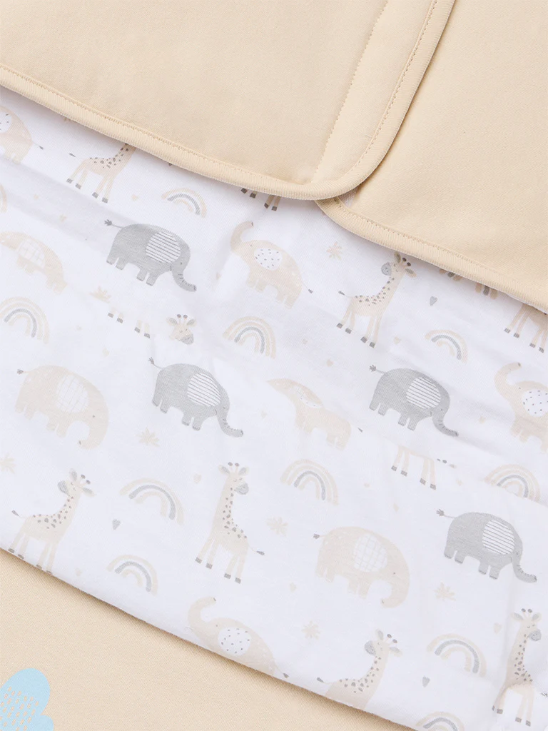 HOP Baby Boys Beige Animal Pattern Cotton Sleeping Bag - Image 3