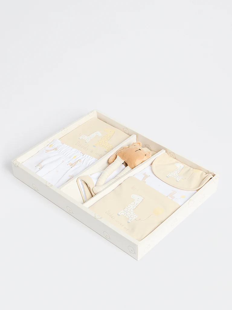 HOP Baby Boys Beige Cotton Gift Set (Pack of 8)