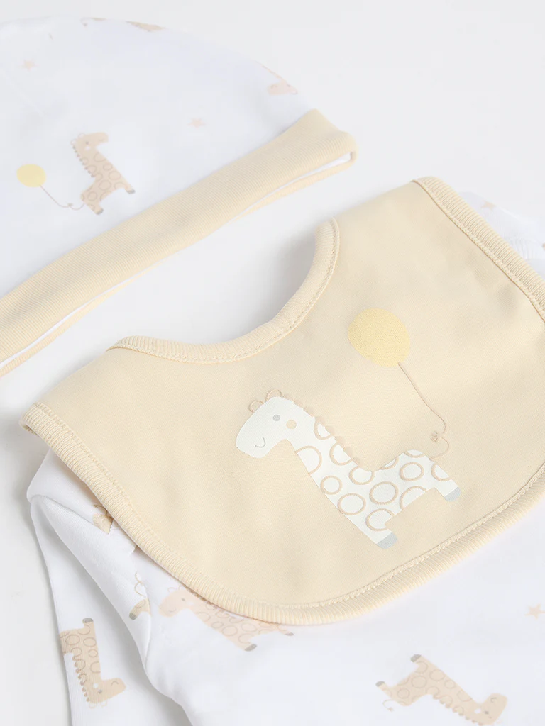 HOP Baby Boys Beige Cotton Gift Set (Pack of 8) - Image 4
