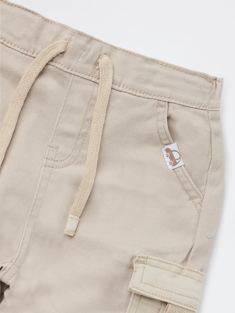 HOP Baby Boys Beige Mid-Rise Cotton-Blend Joggers - Image 4