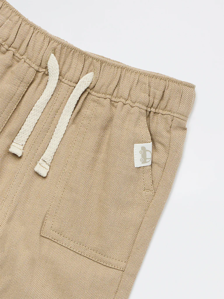 HOP Baby Boys Beige Mid-Rise Cotton-Blend Trousers - Image 5