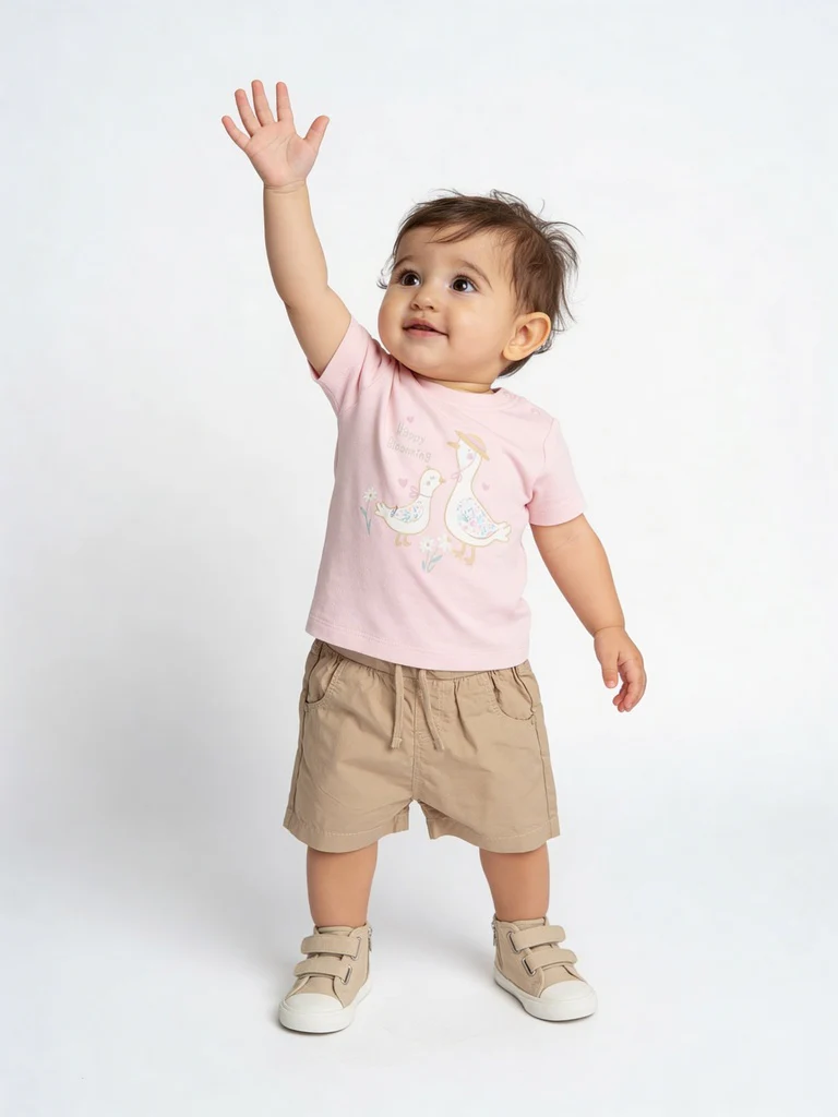 HOP Baby Boys Beige Solid Cotton Shorts
