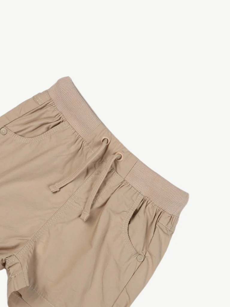 HOP Baby Boys Beige Solid Cotton Shorts - Image 4