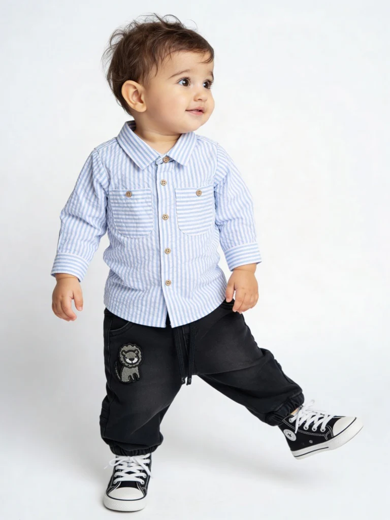 HOP Baby Boys Black Faded Denim Joggers
