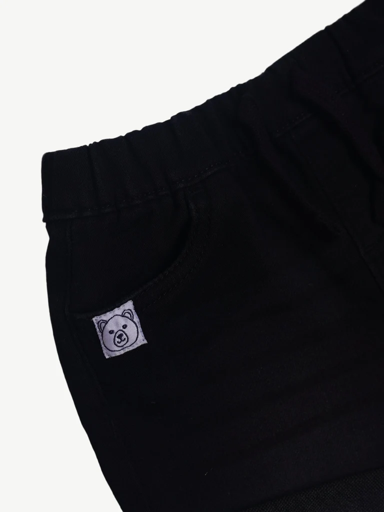 HOP Baby Boys Black Regular Fit Denim Shorts - Image 4