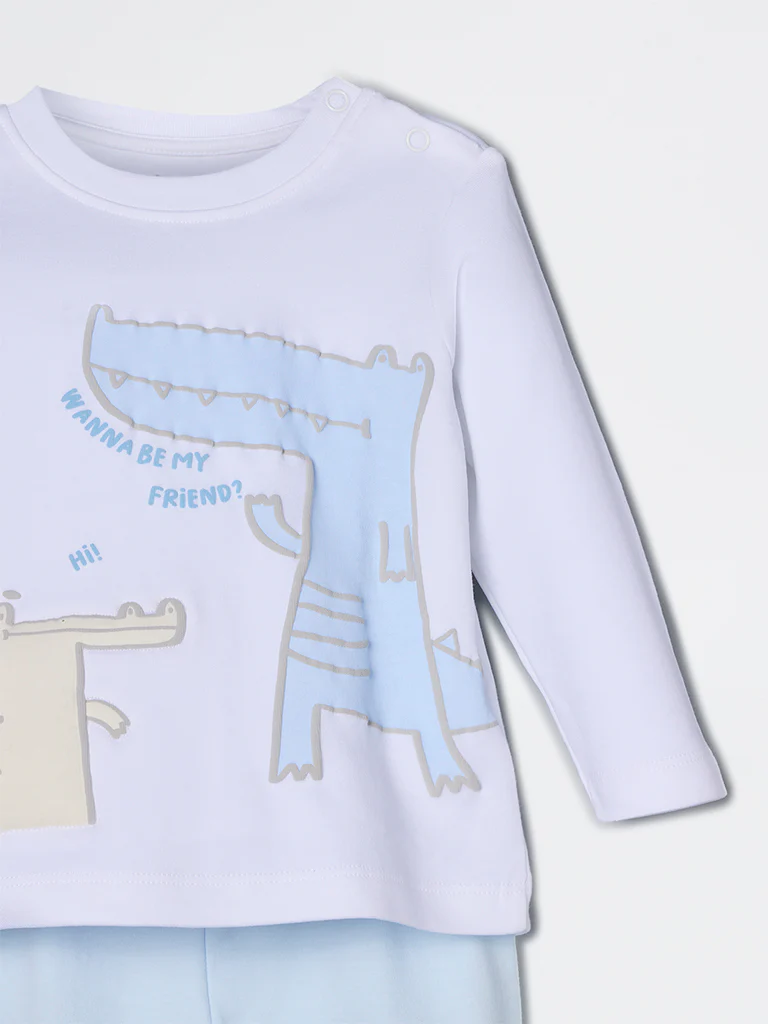 HOP Baby Boys Blue Animal Pattern Cotton Co-ord Set - Exclusive - Image 4
