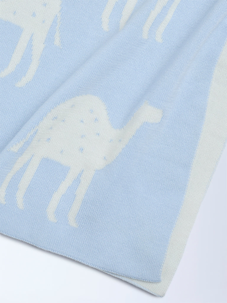 HOP Baby Boys Blue Animal Printed Cotton Blanket - Image 3