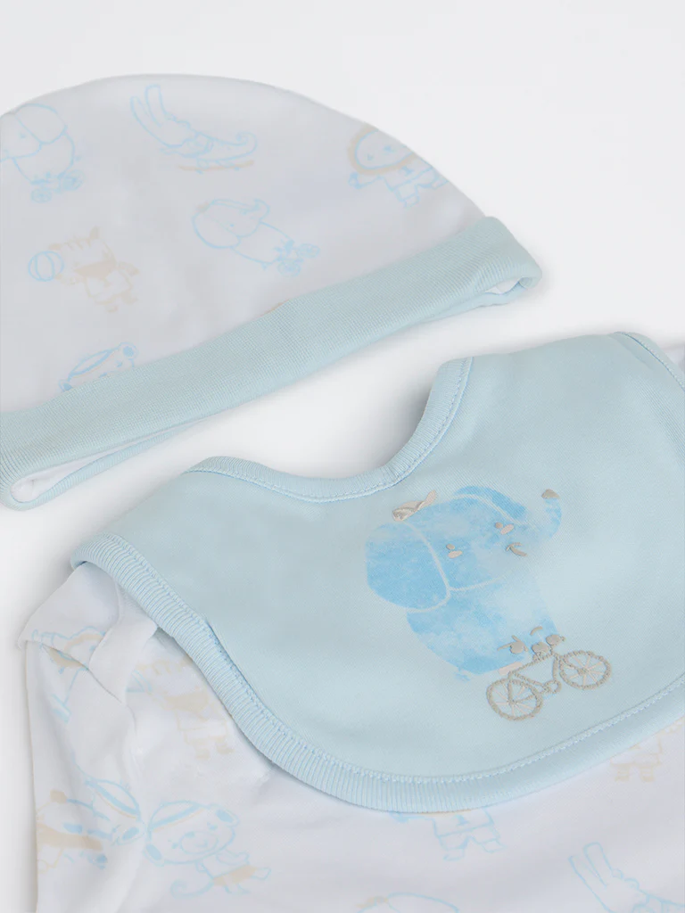 HOP Baby Boys Blue Cotton Gift Set (Pack of 8) - Image 4