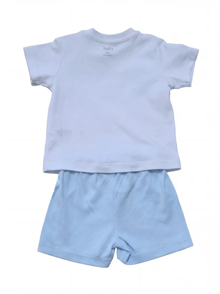 HOP Baby Boys Blue Printed Cotton T-Shirt and Shorts Set - Image 3