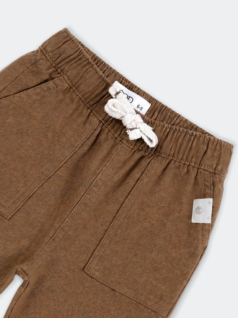 HOP Baby Boys Brown Cotton-Blend Trousers - Image 3