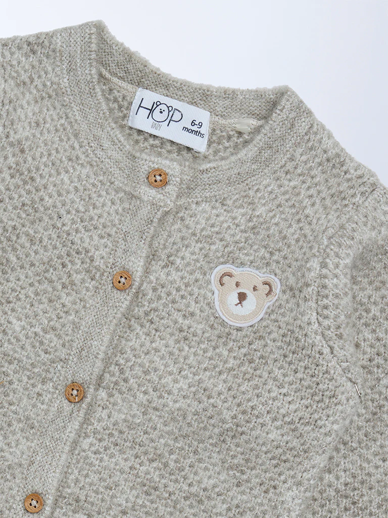 HOP Baby Boys Brown Knit-Textured Sweater - Image 4