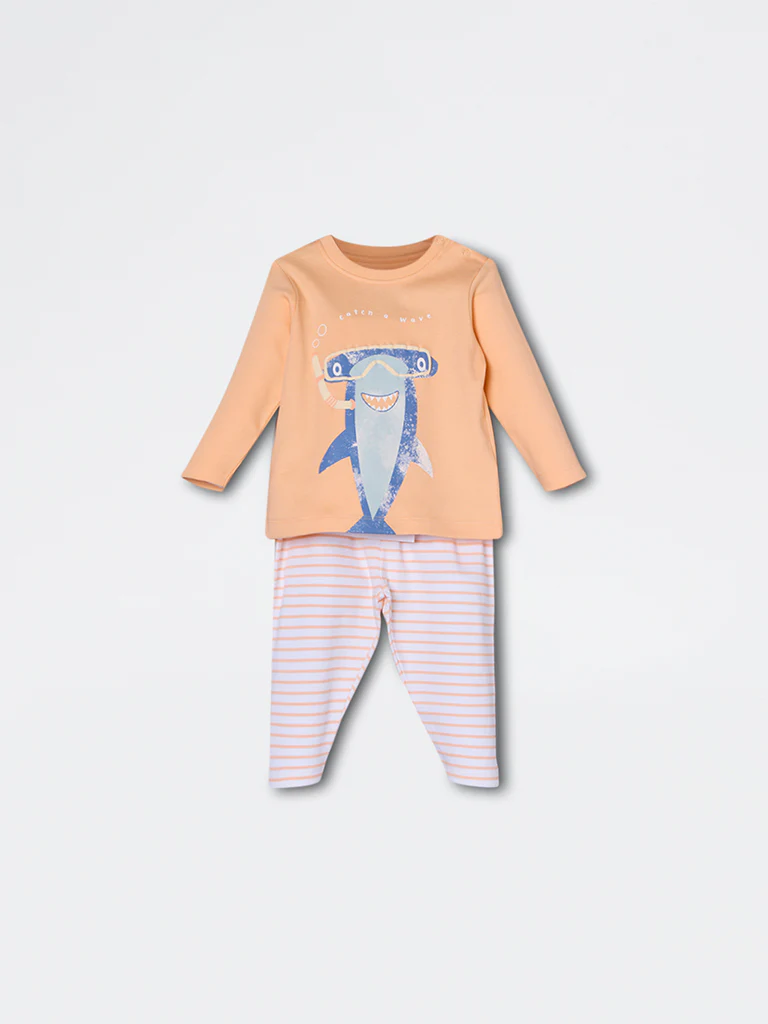 HOP Baby Boys Coral Animal Pattern Cotton Co-ord Set - Exclusive - Image 2