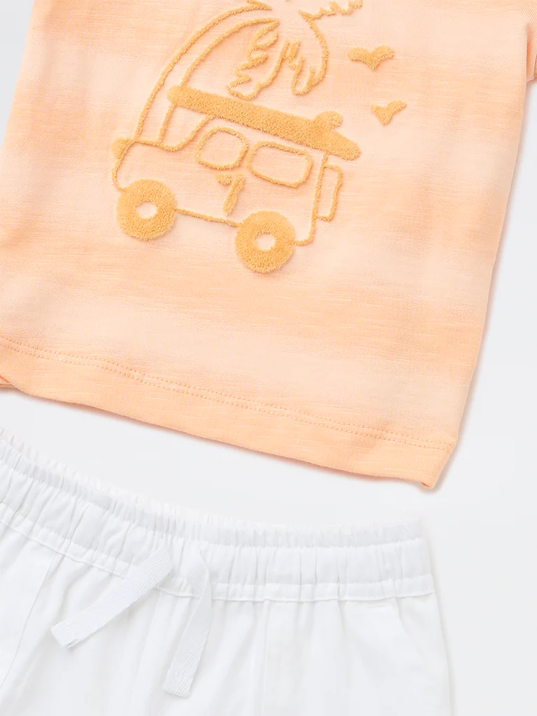 HOP Baby Boys Coral Cotton T-Shirt and Shorts Set - Image 4