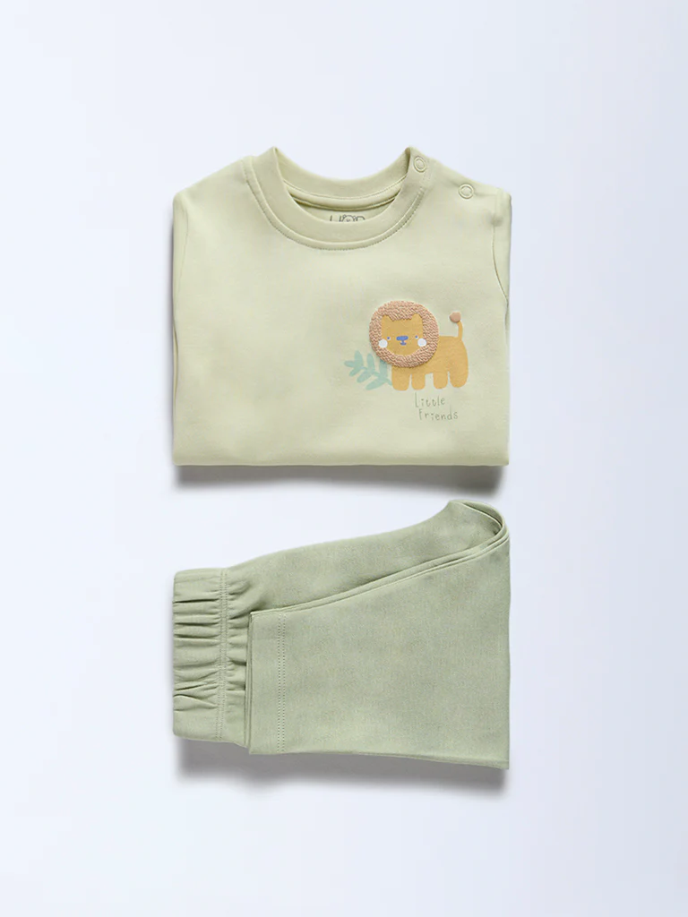 HOP Baby Boys Multicolour Animal Design Cotton T-Shirt and Pants Set - Exclusive - Image 2