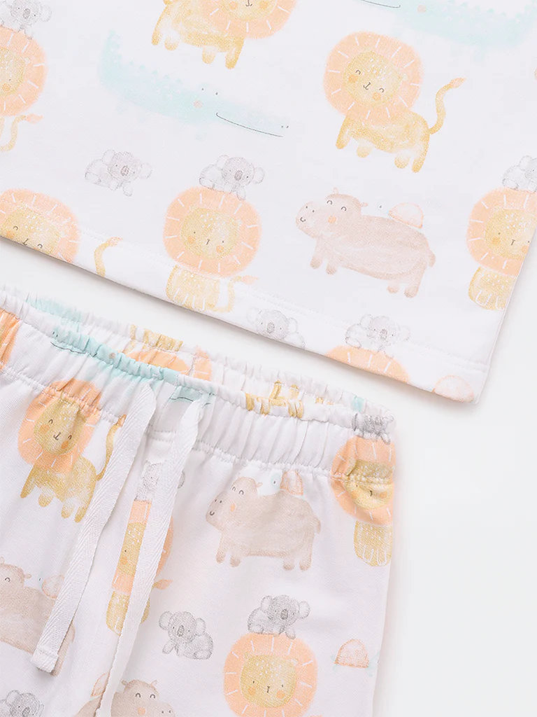 HOP Baby Boys Multicolour Animal Printed Cotton T-Shirt and Shorts Set - Image 4