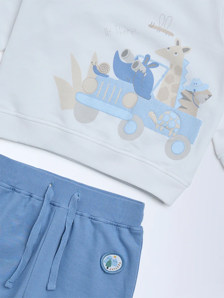 HOP Baby Boys Multicolour Cotton Sweatshirt and Joggers Set - Image 4