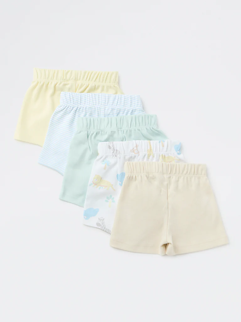 HOP Baby Boys Multicolour Printed Cotton Shorts - Pack of 5 - Image 2