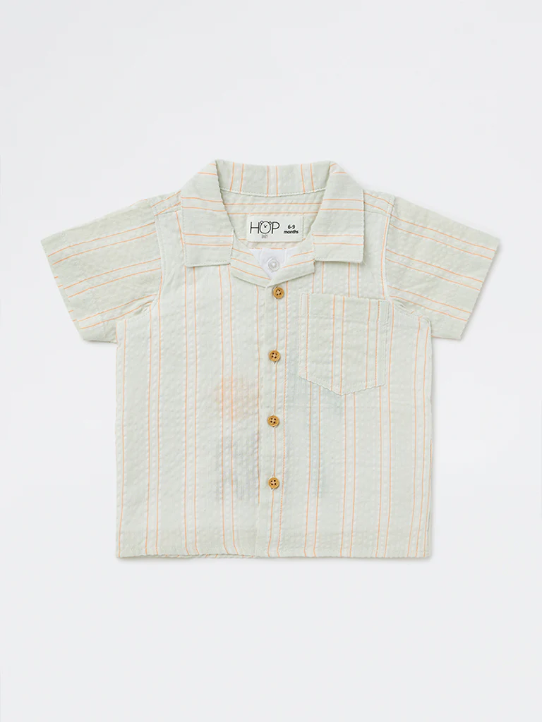HOP Baby Boys Multicolour Striped Cotton-Blend Shirt - Image 2